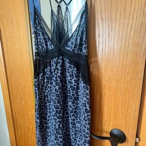 Victoria's Secret Black and Gray Leopard Chemise